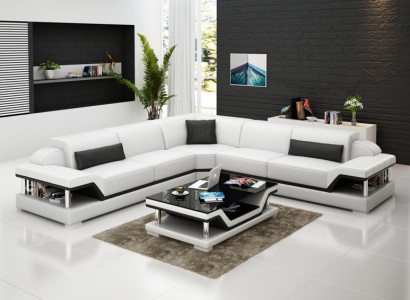 Leather sofa with USB seating landscape corner sofa corner suite design modern sofa G8004B