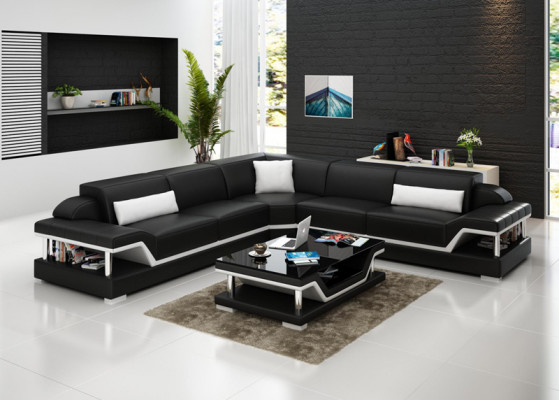Leather sofa with USB seating landscape corner sofa corner suite design modern sofa G8004B