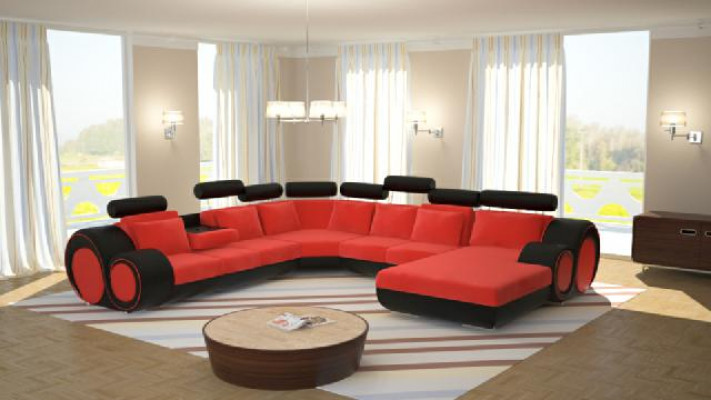 Sofa with USB Designer Living Landscape U-Shape Couch Corner Sofa Upholstery Suite New