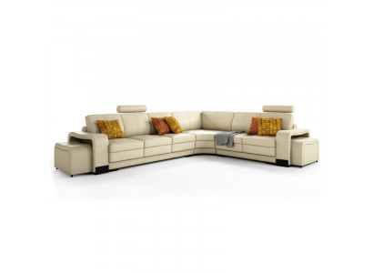 Sectional sofa + USB, upholstered corner sofa set leather textile FrancoC