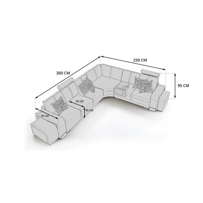 Sectional sofa + USB, upholstered corner sofa set leather textile FrancoC