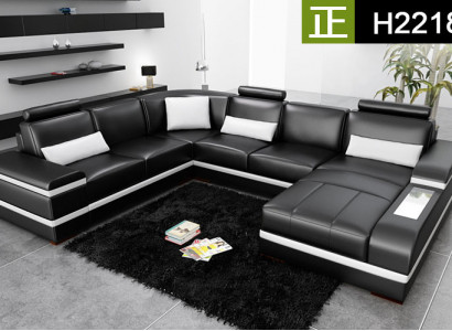 Corner sofa leather sofa with USB big XXL U shape living landscape sofa couch set LED
