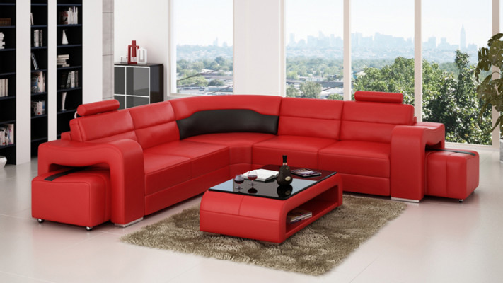 Leather sofa with USB, living area corner sofa corner suite design modern sofa F3008B