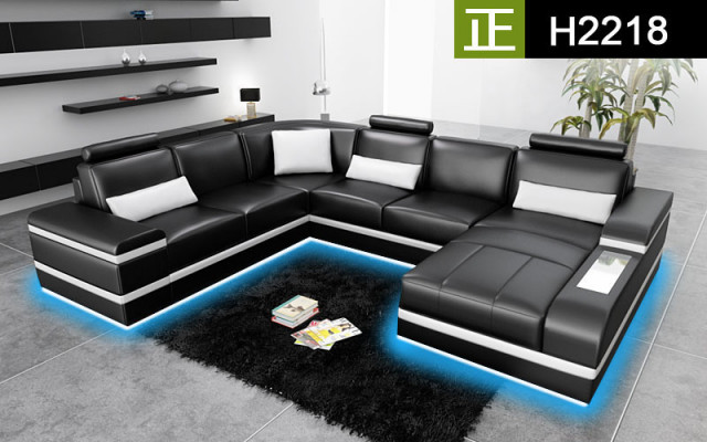Corner sofa leather sofa with USB big XXL U shape living landscape sofa couch set LED