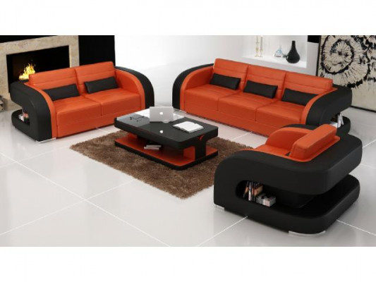 Leather sofa set USB sofa couch corner unit suites 3+2+1 new