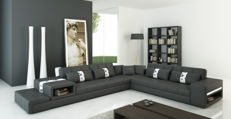 Corner sofa with USB Couch Sofa Living Area Corner Upholstery Leather Textile Peterso