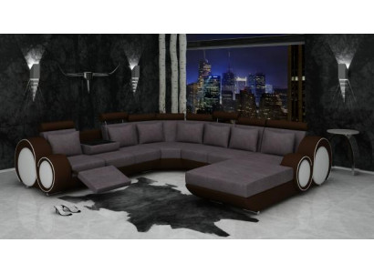 Textile sofa with USB XXL living landscape fabric couch big upholstered sofa U shape new