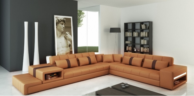 Corner sofa with USB Couch Sofa Living Area Corner Upholstery Leather Textile Peterso