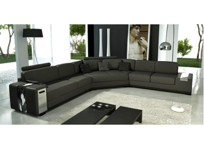 Round sectional sofa leather round couch set corner sofa corner couch + USB