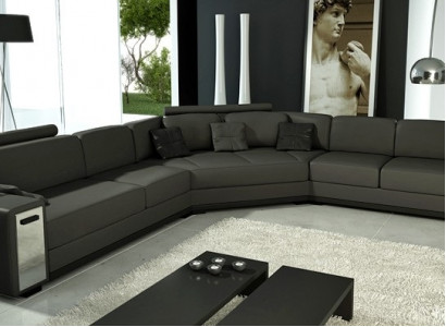 Round sectional sofa leather round couch set corner sofa corner couch + USB