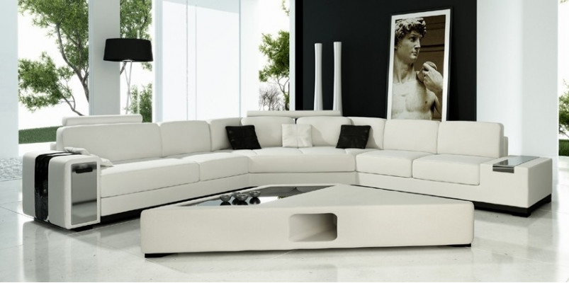 Round sectional sofa leather round couch set corner sofa corner couch + USB