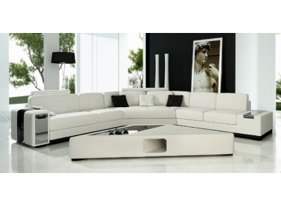 Modern corner sofa living landscape couch table sideboard sofa USB corner suite 3-piece.