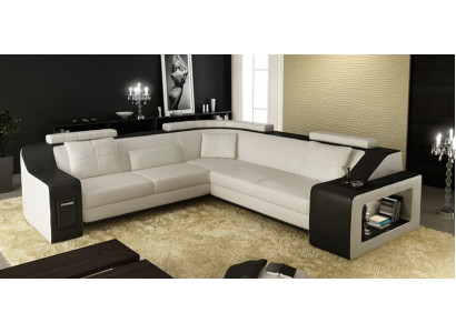Sectional sofa leather textile sofa couch USB upholstered living area L set seat new