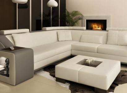 Corner sofa leather textile sofa with USB upholstery living landscape L suite seating Isching