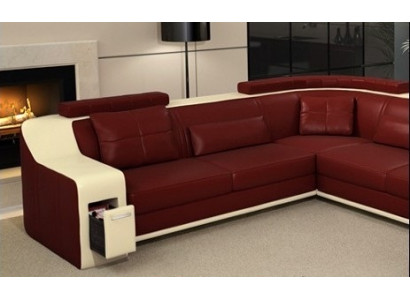 Corner sofa leather textile sofa with USB upholstery living landscape L suite seating Isching