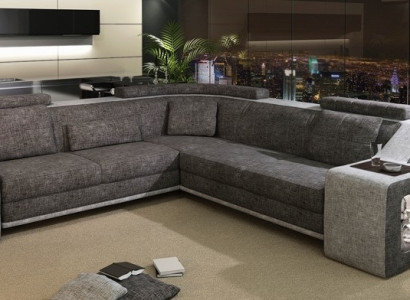 Corner sofa leather textile sofa with USB upholstery living landscape L set seat Isching