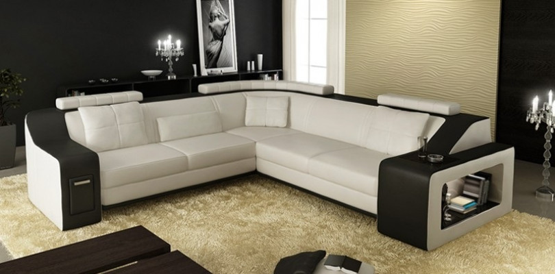 Corner sofa leather textile sofa with USB upholstery living landscape L set seat Isching