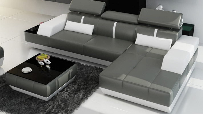 Leather sofa with USB, living area corner sofa suite design modern sofa K5015C