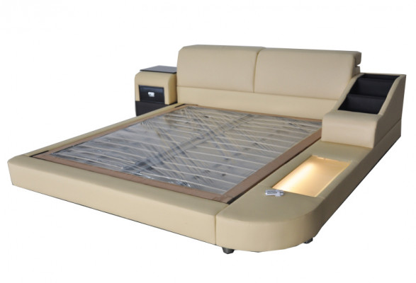 Exclusive multipurpose double beds hotel marital upholstered leather bed + USB luxury new