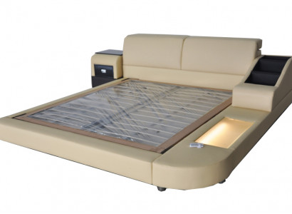 Exclusive multipurpose double beds hotel marital upholstered leather bed + USB luxury new