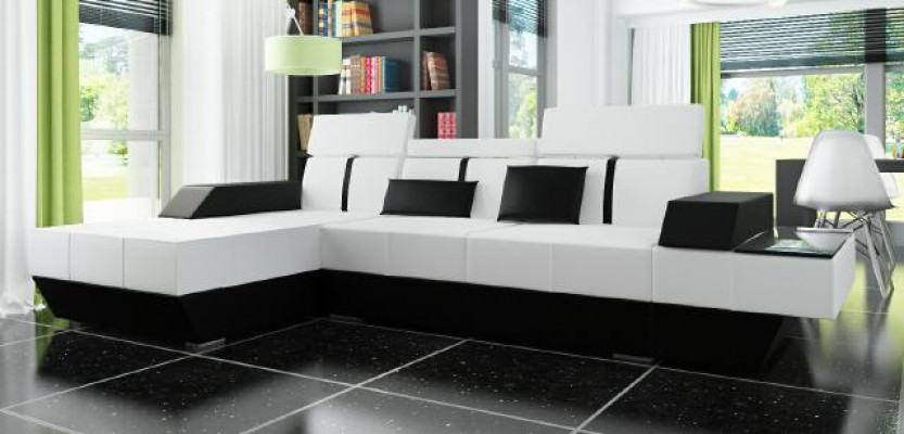 Leather sofa with USB, corner sofa, sectional couch, leather couch, upholstered corner, custom-made