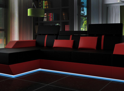 Leather sofa, living landscape, couch, sofa, corner sofa, USB, leather upholstery, custom-made.