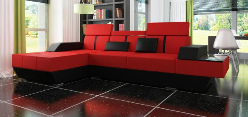 Leather sofa, living landscape, couch, sofa, corner sofa, USB, leather upholstery, custom-made.
