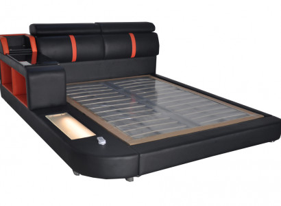 Design luxury upholstered double hotel beds with USB leather 140/160/180/200