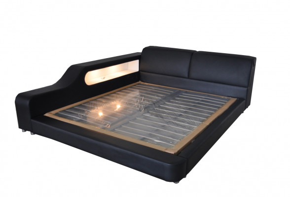 Design bed leather upholstered beds hotel XXL big 200x200cm multifunction shelf USB