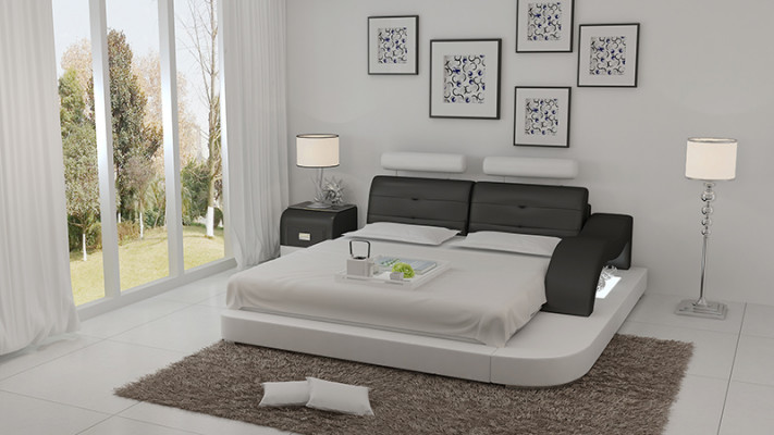 Design Bed XXL Big Beds Hotel Upholstery 160x200 Multifunction Shelf USB Leather