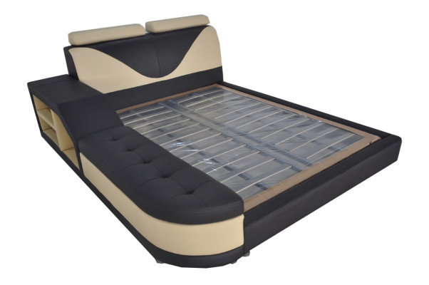 Design Multifunction Bed XXL Big Beds Leather Hotel Upholstery 180x200 Shelf USB