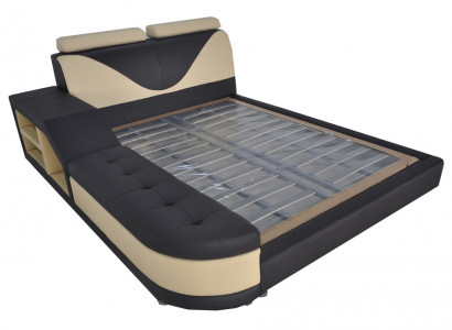 Design Multifunction Bed XXL Big Beds Leather Hotel Upholstery 180x200 Shelf USB