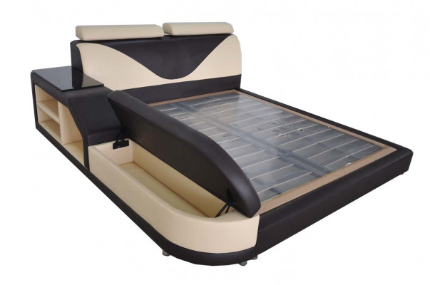 Design Multifunction Bed XXL Big Beds Leather Hotel Upholstery 180x200 Shelf USB