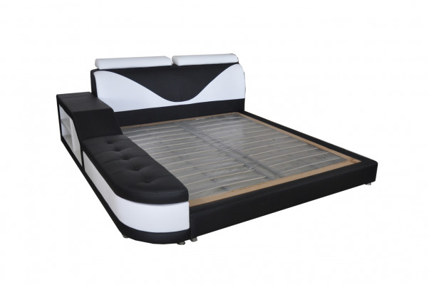 Design Multifunction Bed XXL Big Beds Leather Hotel Upholstery 180x200 Shelf USB