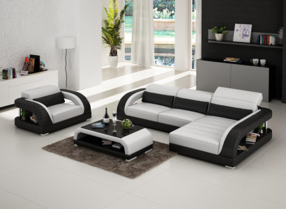 Leather sofa couch living area corner sofa armchair set suite design sofa