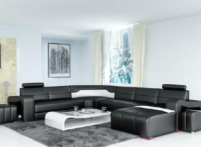 Living landscape couch upholstery corner suite designer leather sofa big sofa USB new