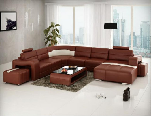 Living landscape couch upholstery corner suite designer leather sofa big sofa USB new