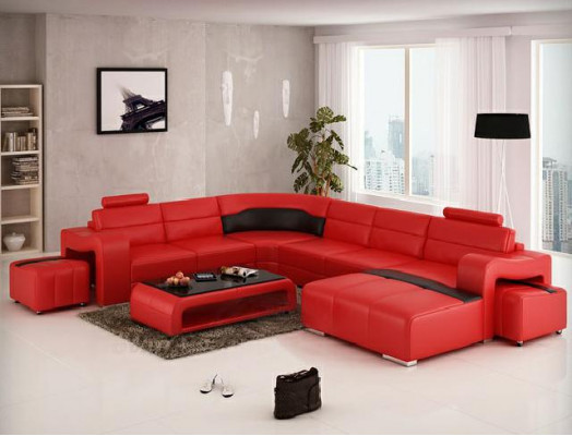 Living landscape couch upholstery corner suite designer leather sofa big sofa USB new