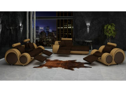 Sofa set leather & fabric material sofa set 3+chaise+1 living landscape