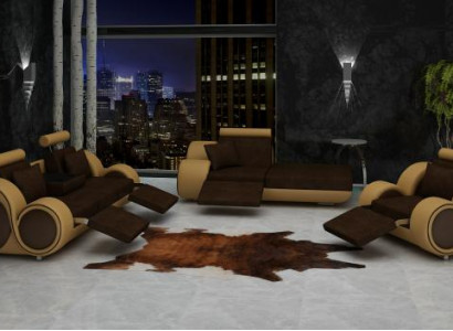 Sofa set leather & fabric material sofa set 3+chaise+1 living landscape