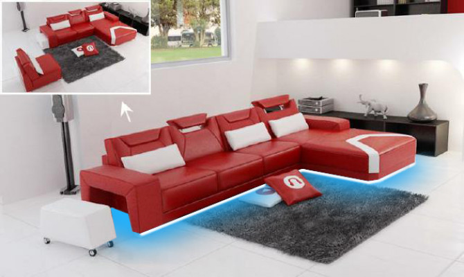 Living Landscape Upholstered Corner Corner Sofa Couch Suite Landscape Leather PH739B New