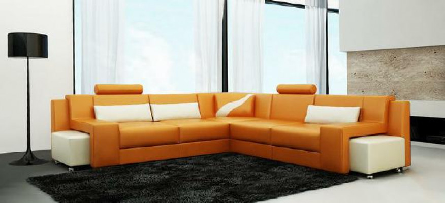 Living landscape upholstered corner corner sofa seating couch set landscape leather V015B