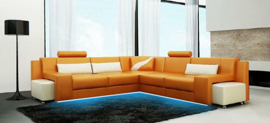 Living landscape upholstered corner corner sofa seating couch set landscape leather V015B