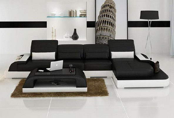 Living area upholstered corner sectional sofa suite landscape leather
