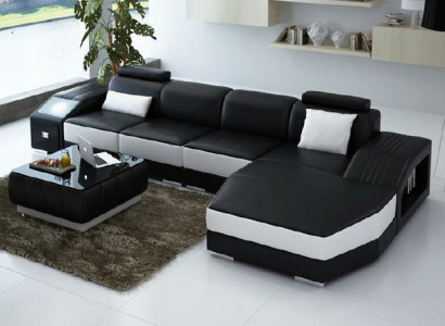 Living room landscape upholstered corner sectional sofa set landscape leather new / 2724B