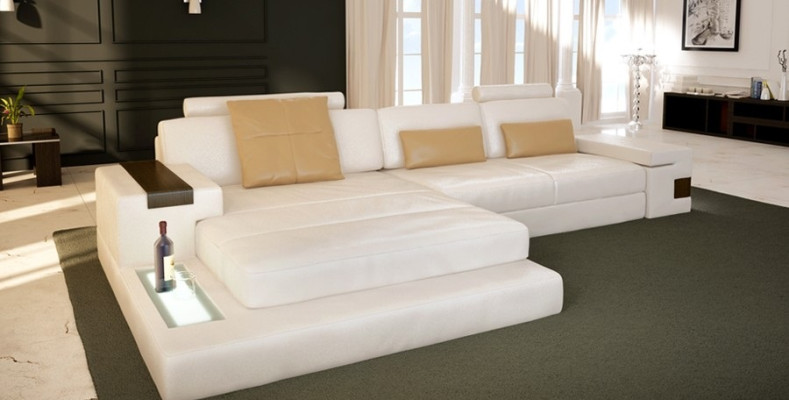 LForm living landscape couch big XXL sofa leather upholstery corner set fabric textile
