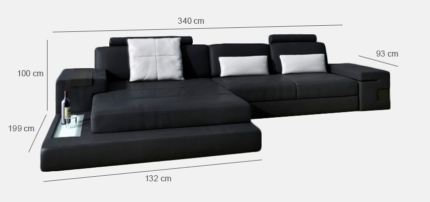 LForm living landscape couch big XXL sofa leather upholstery corner set fabric textile