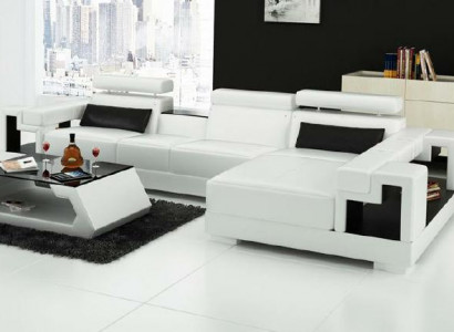 Living area corner sofa leather sofa couch upholstery seat corner suite new 2710B