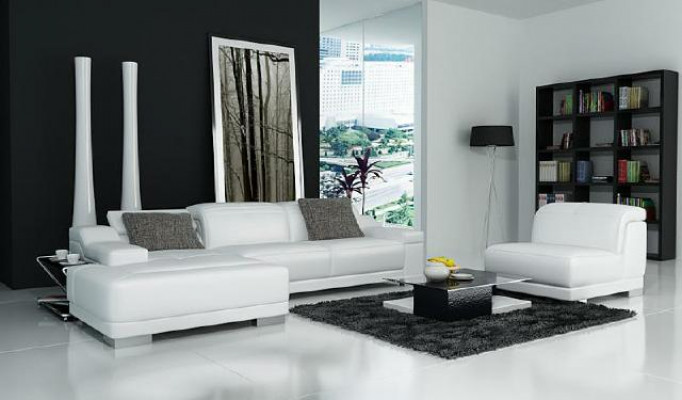 Living room landscape, upholstered corner, corner sofa, couch suite, landscape, leather, new / 2711B