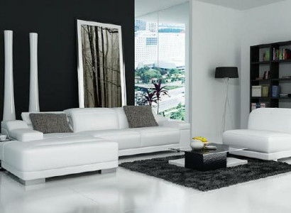 Living room landscape, upholstered corner, corner sofa, couch suite, landscape, leather, new / 2711B